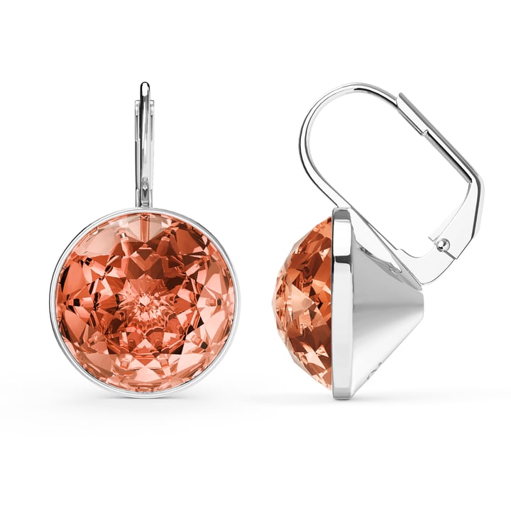 Bella Earrings 10 Carat Drop Earrings Rose Peach Crystals Rhodium Plated