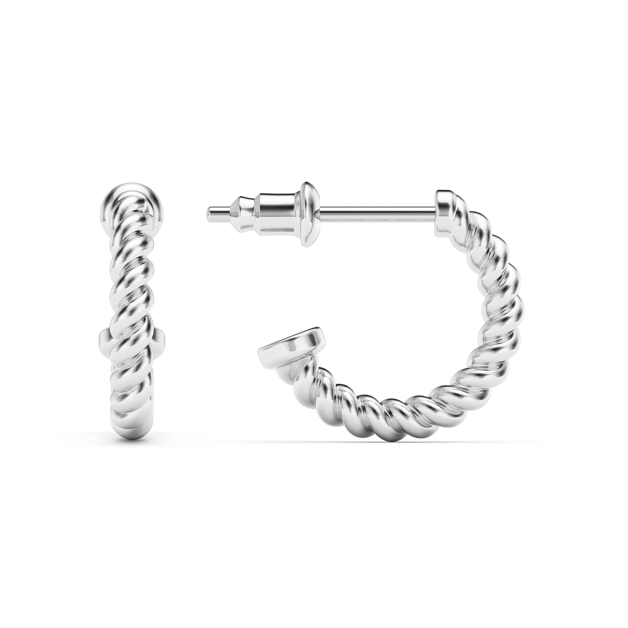 Rope Coil 13mm Mix Hoop Earrings Rhodium Plated