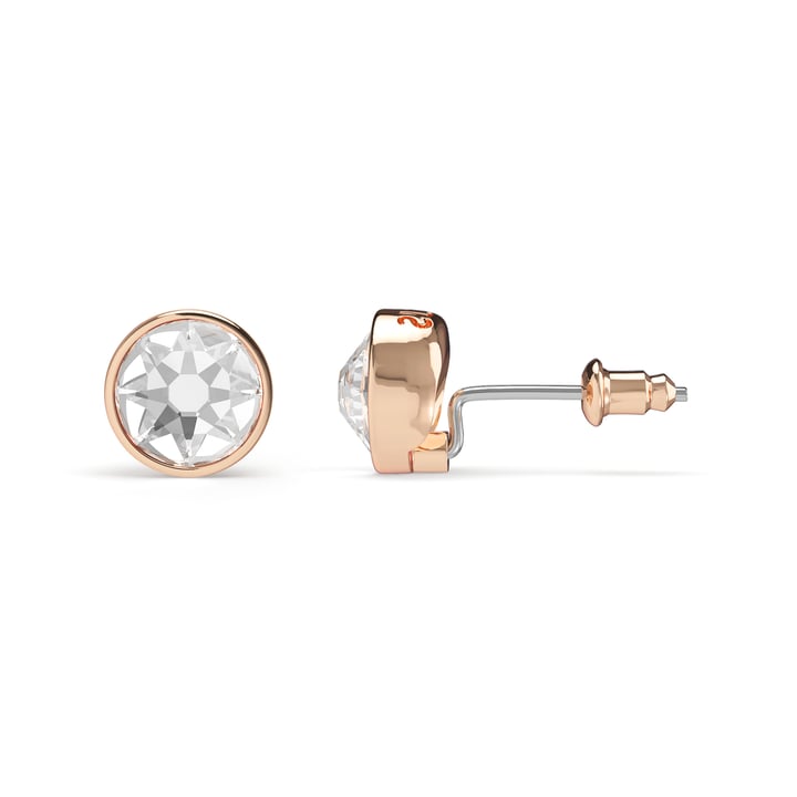 Mix Stud Carrier Earrings Clear Crystals Rose Gold Plated