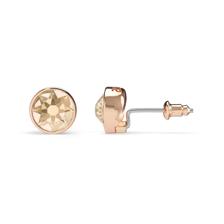 Mix Stud Carrier Earrings Silk Crystals Rose Gold Plated