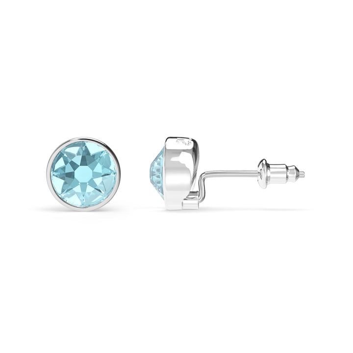 Mix Stud Carrier Earrings Aquamarine Crystals Rhodium Plated
