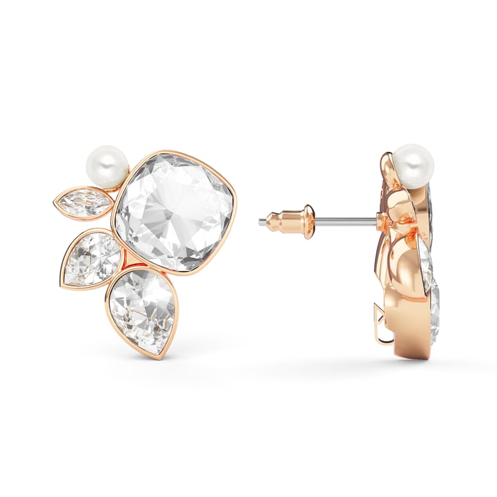 Katelyn Mix Statement Carrier Earrings Clear Rose Gold Plated