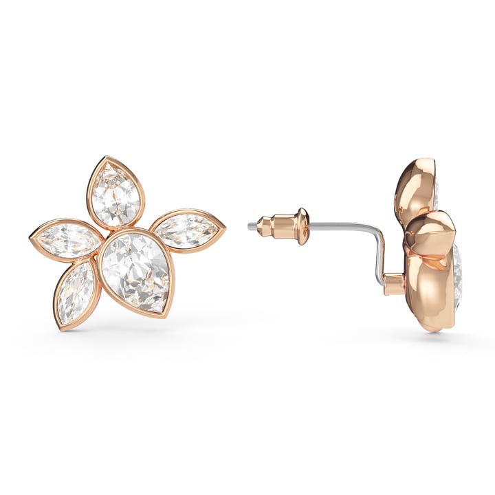 Selia Mix Statement Carrier Earrings Clear Rose Gold Plated