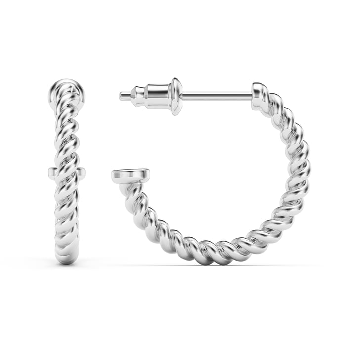 Rope Coil 17mm Mix Hoop Earrings Rhodium Plated