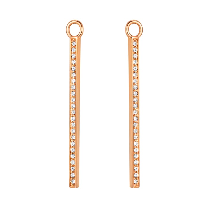 Vi Drop Bar Mix Hoop Earring Charms made with Clear Swarovski Crystals Rose Gold Plated