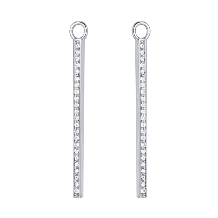 Vi Drop Bar Mix Hoop Earring Charms made with Clear Swarovski Crystals Rhodium Plated