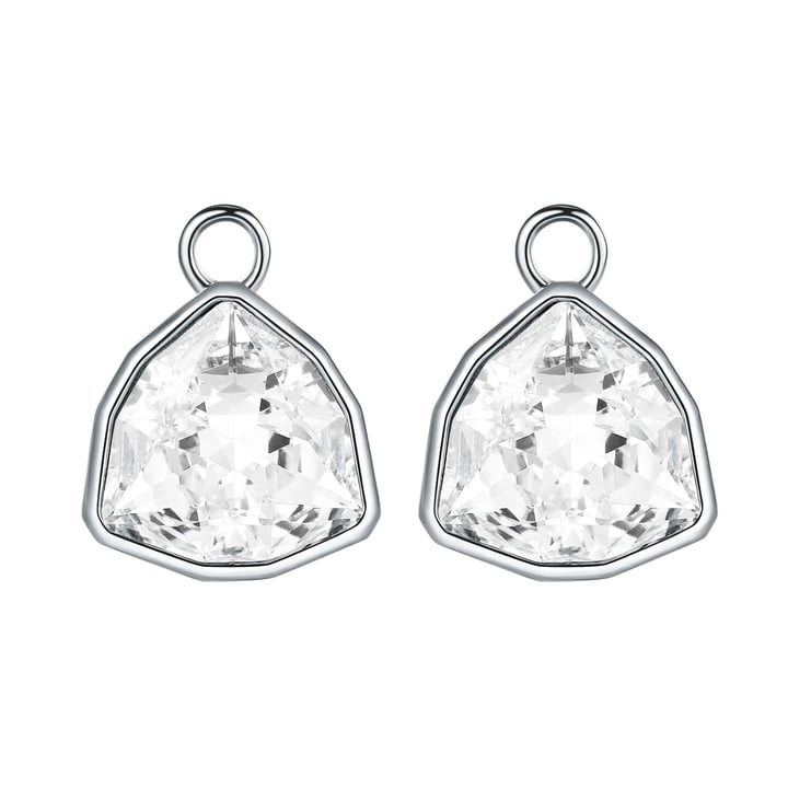 Trillion Statement Mix Hoop Earring Charms made with Clear Swarovski Crystals Rhodium Plated