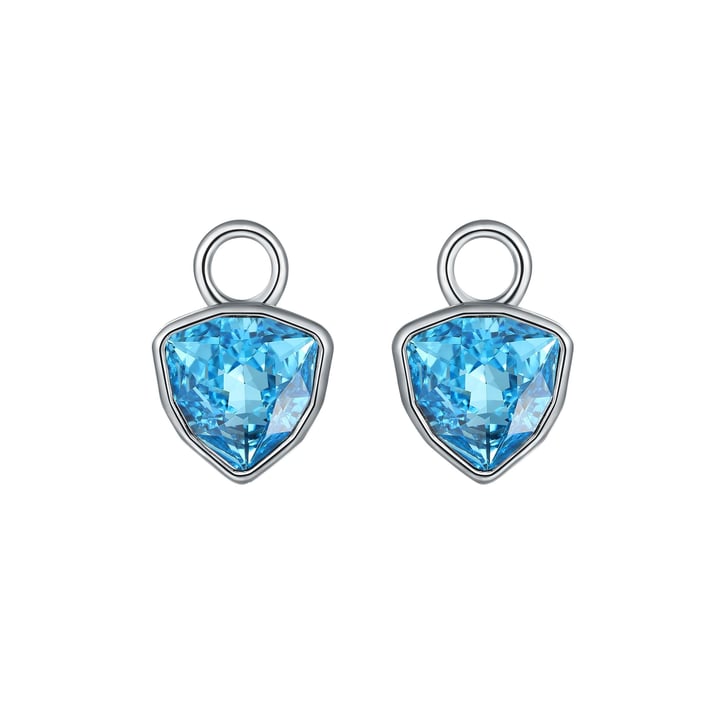 Trillion Mini Mix Charms with Aquamarine Swarovski Crystal Rhodium Plated