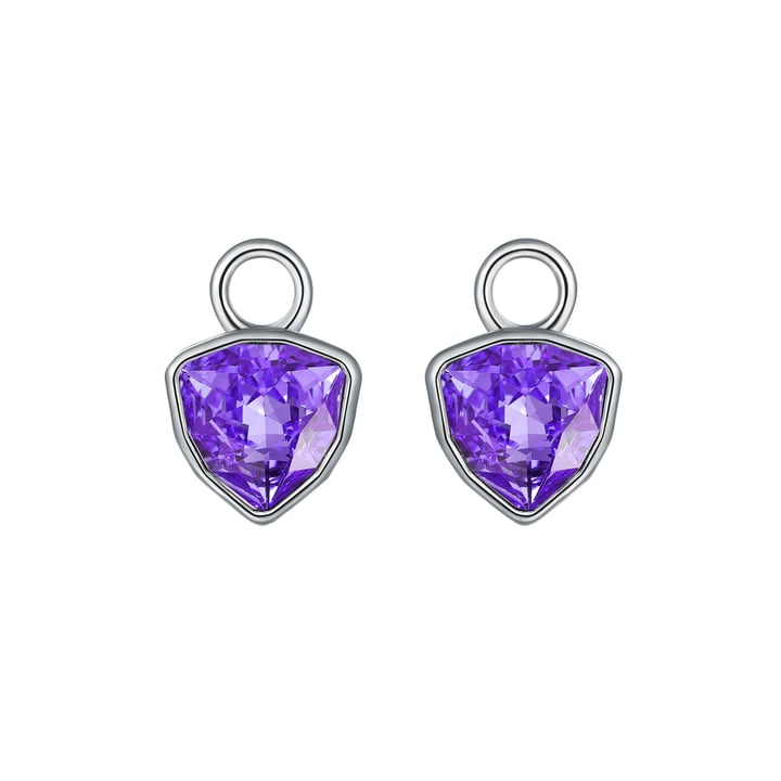 Trillion Mini Mix Charms with Tanzanite Swarovski Crystal Rhodium Plated
