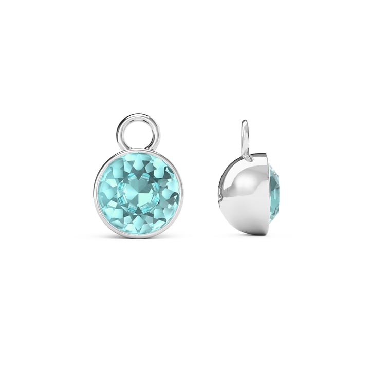 Bella 2 Carat Mix Charms with Light Turquoise Swarovski Crystals Rhodium Plated