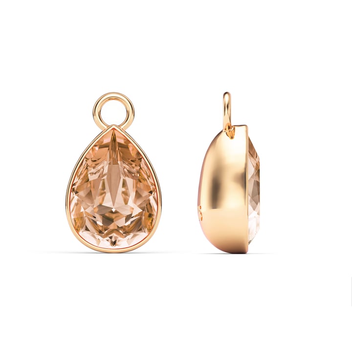 Statement Teardrop Mix Charms with Light Peach Swarovski Crystals Rose Gold Plated