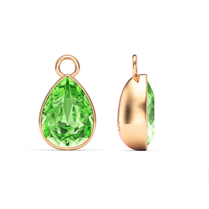 Statement Teardrop Mix Charms with Peridot Swarovski Crystals Rose Gold Plated