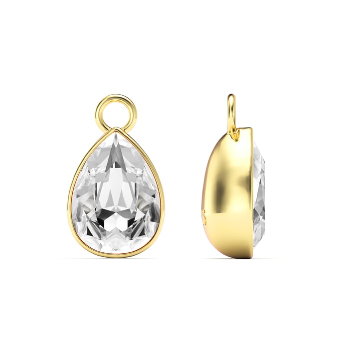 Statement Teardrop Mix Charms with Clear Swarovski Crystals Gold Plated