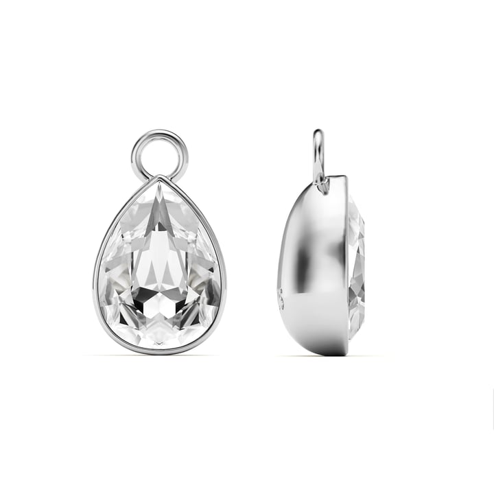 Statement Teardrop Mix Charms with Clear Swarovski Crystals Rhodium Plated