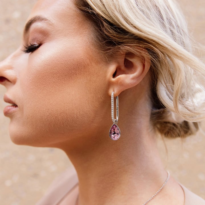 Statement Teardrop Mix Charms with Light Amethyst Swarovski Crystals Rhodium Plated