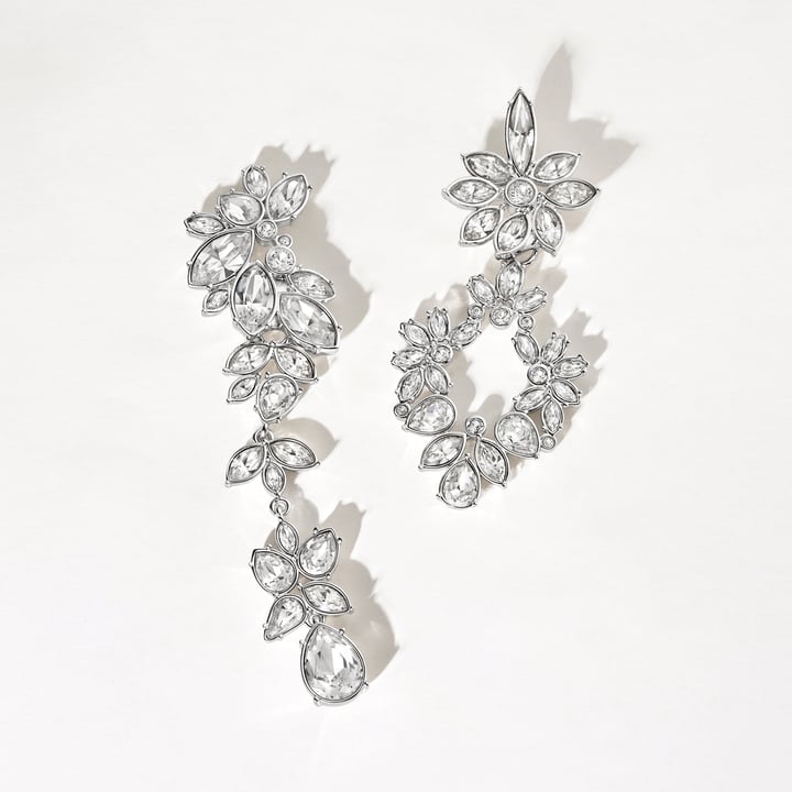 Charlotte Floral Drop Mix Charms Clear Rhodium Plated