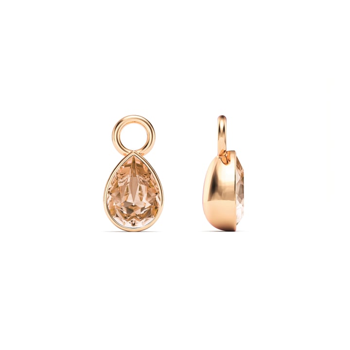 Petite Teardrop Mix Charms with Light Peach Crystals Rose Gold Plated