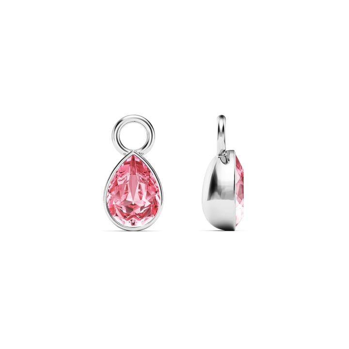 Petite Teardrop Mix Charms with Light Rose Crystals Rhodium Plated