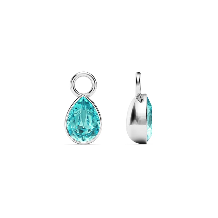 Petite Teardrop Mix Charms with Light Turquoise Crystals Rhodium Plated