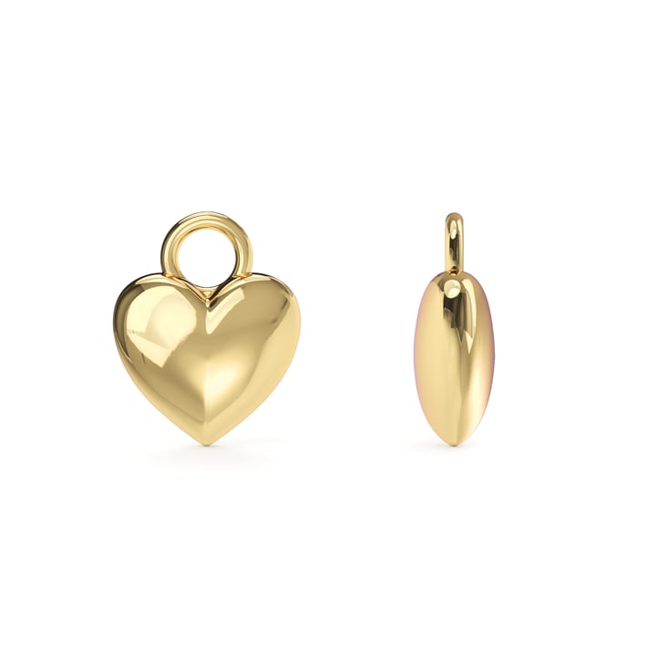 Minimal Puffed Heart Mix Charms Gold Plated