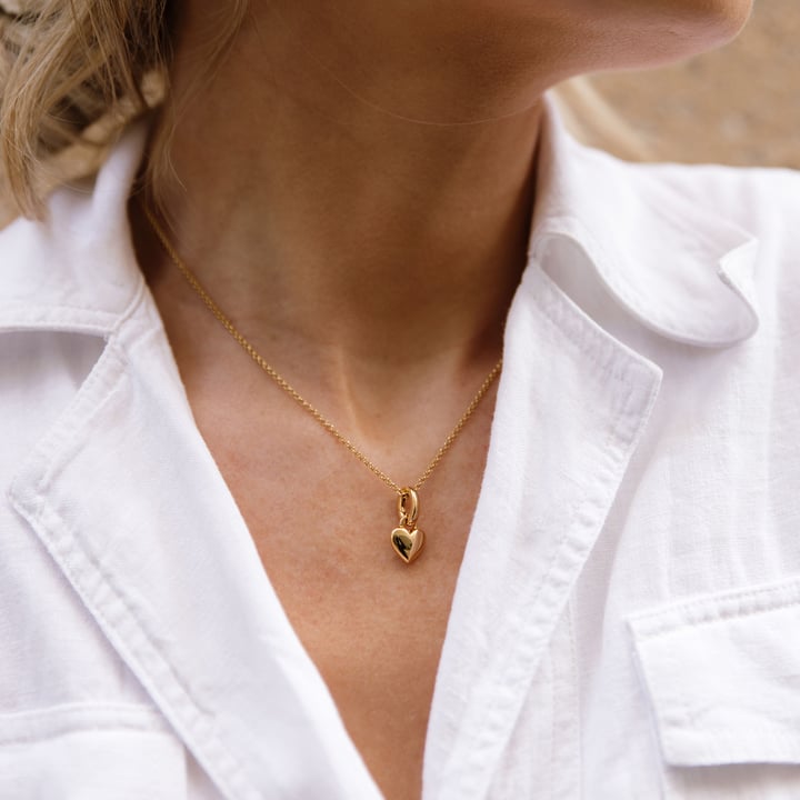 Minimal Puffed Heart Mix Charms Gold Plated