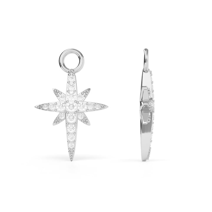 Polaris Long Star Mix Charms Clear Crystals Rhodium Plated