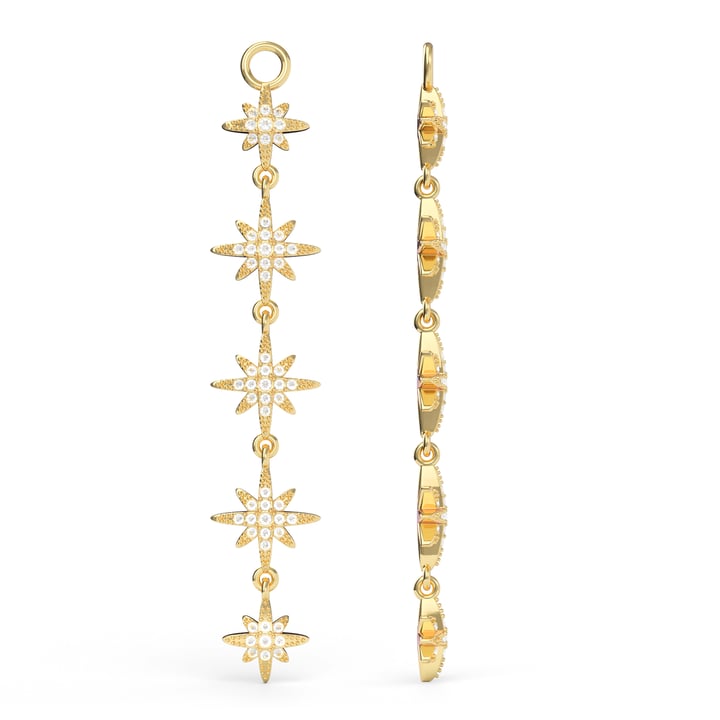 Polaris Deep Drop Star Mix Charms Clear Crystals Gold Plated