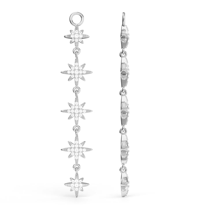 Polaris Deep Drop Star Mix Charms Clear Crystals Rhodium Plated