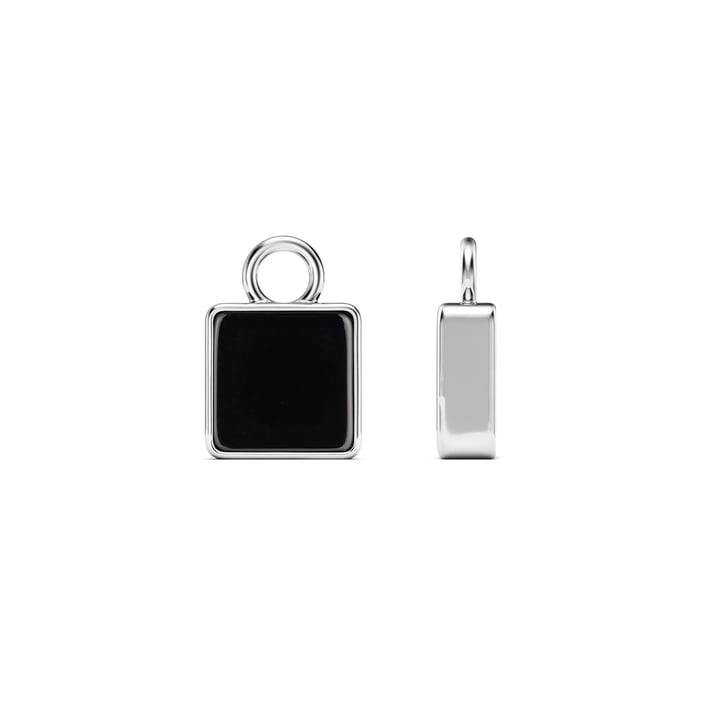 Square Mix Charms Black Onyx Rhodium Plated