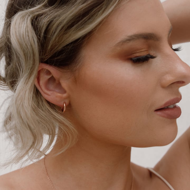 Minimal Mix Hoop Carrier Earrings in Sterling Silver Clear Gold Plated