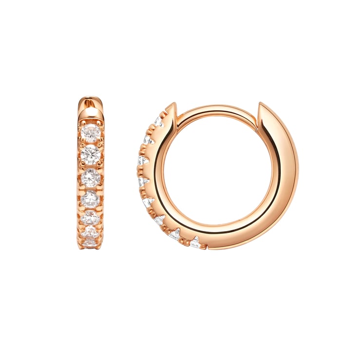 Eternity Metro Mix Hoop Carrier Earrings in Sterling Silver Clear Rose Gold Plated