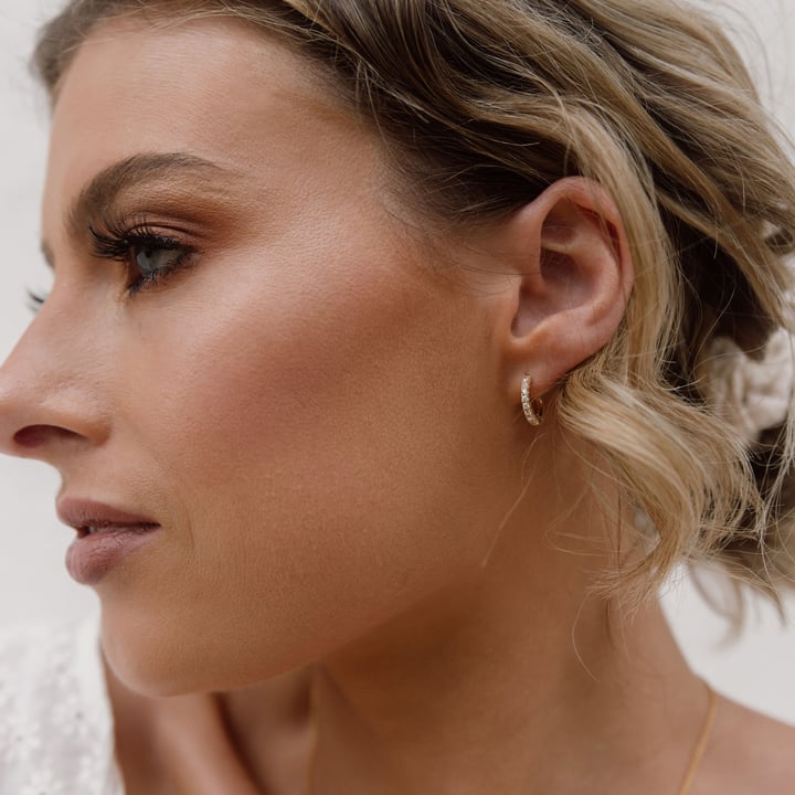 Eternity Metro Mix Hoop Carrier Earrings in Sterling Silver Clear Gold Plated