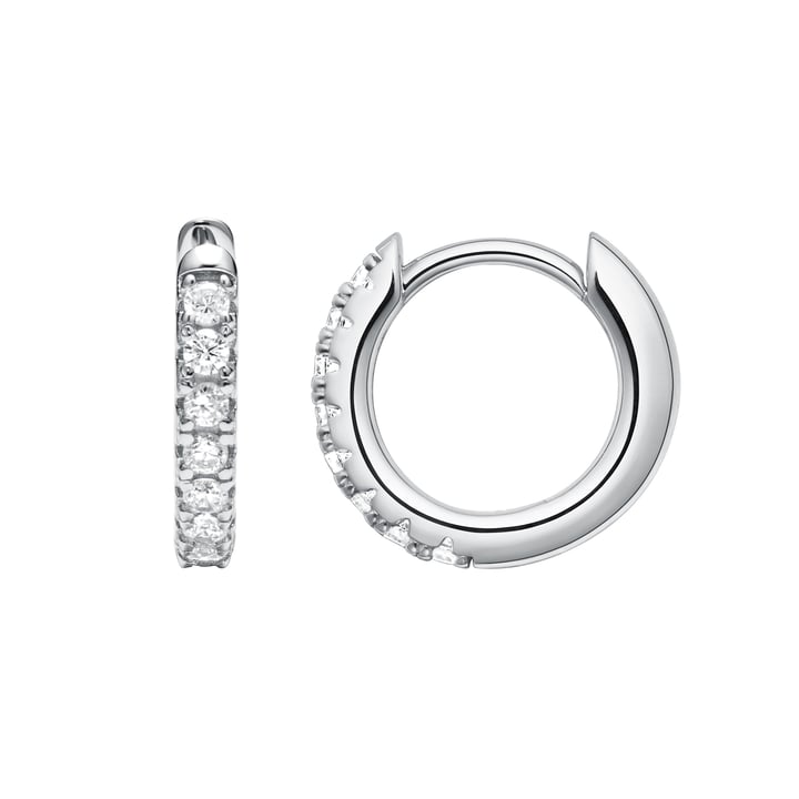 Eternity Metro Mix Hoop Carrier Earrings in Sterling Silver Clear Rhodium Plated
