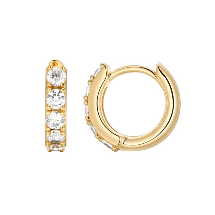 Eternity Bold Mix Hoop Carrier Earrings in Sterling Silver Clear Gold Plated