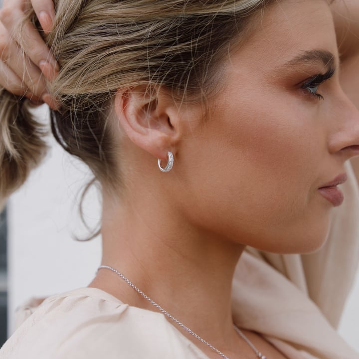 Eternity Bold Mix Hoop Carrier Earrings in Sterling Silver Clear Gold Plated