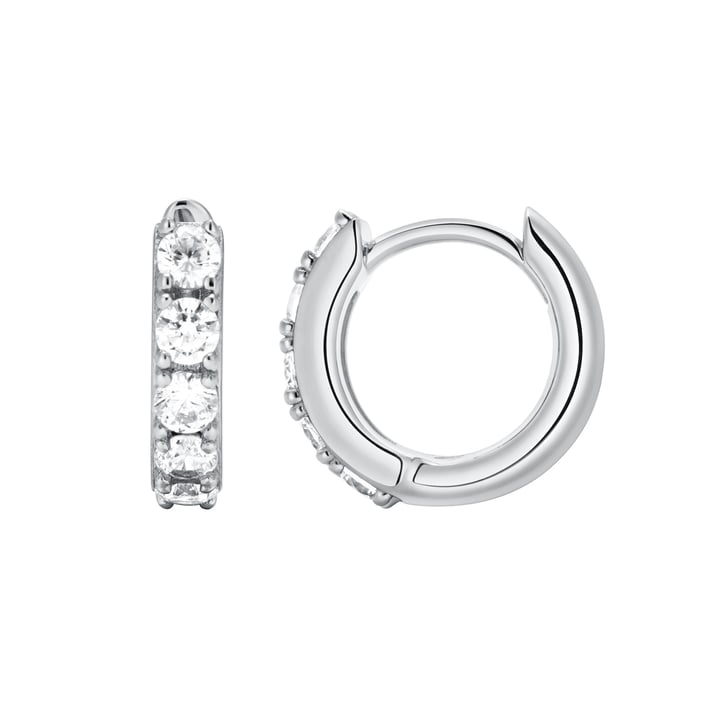 Eternity Bold Mix Hoop Carrier Earrings in Sterling Silver Clear Rhodium Plated