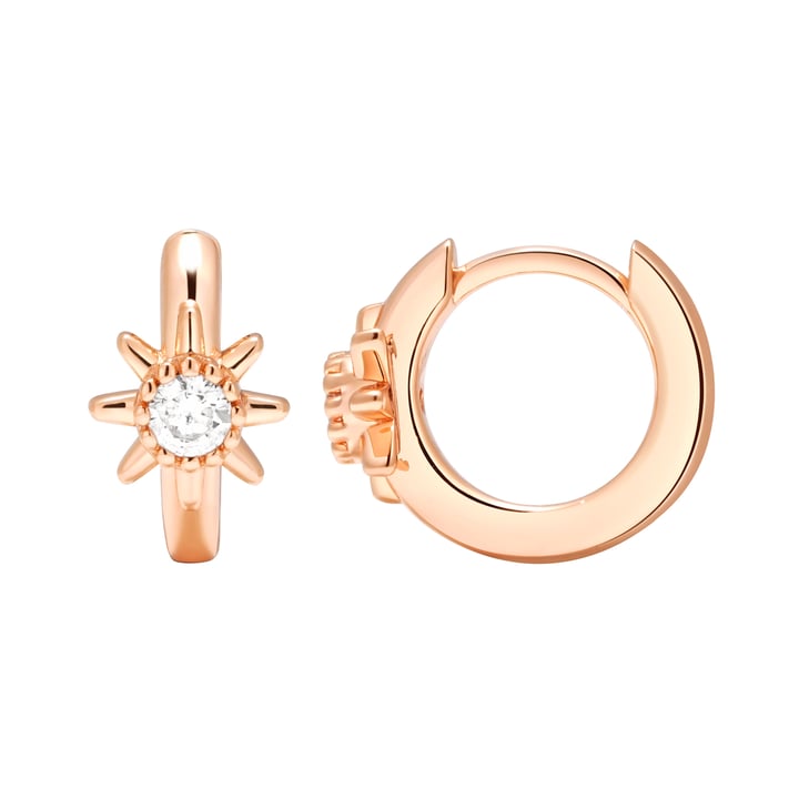 Polaris Star Mix Hoop Earrings Clear Crystals Sterling Silver Rose Gold Plated