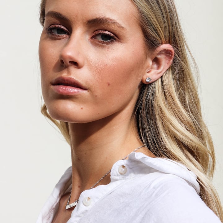 Signature Stud Earrings with 3 Sizes Carat Clear Swarovski Crystals Rhodium Plated