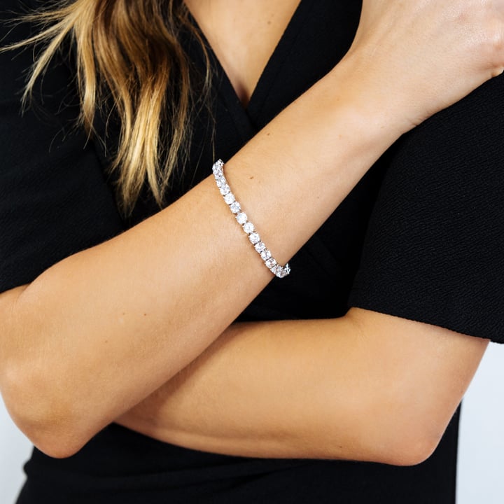 Jazz Tennis Bracelet with 5mm Clear Cubic Zirconia Bridal Rhodium Plated
