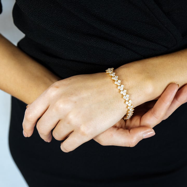 Victoria Regal Clear Cubic Zirconia Tennis Bracelet Bridal Gold Plated