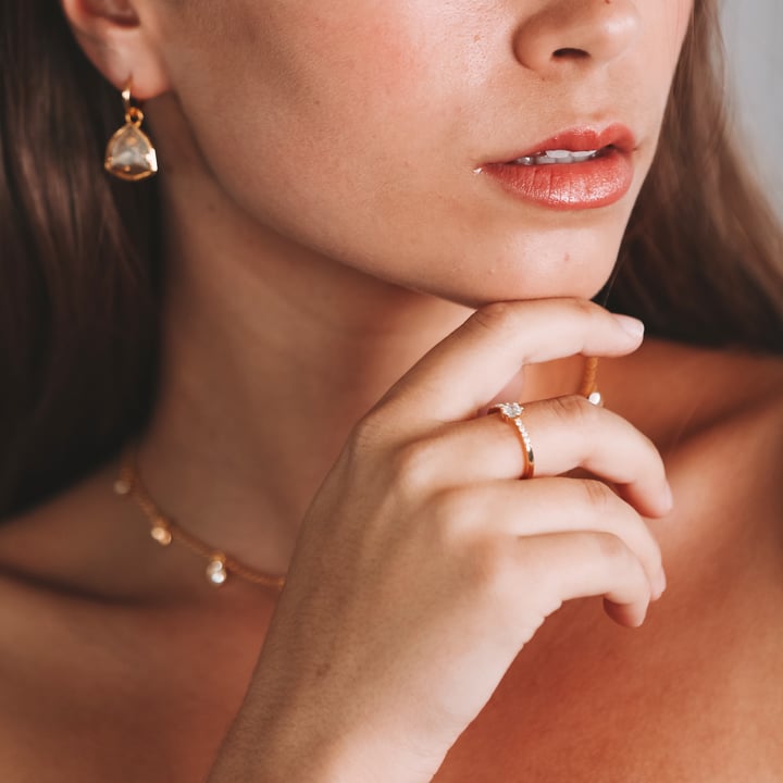 Vittore Attract Ring with Clear Swarovski Crystals Rose Gold Plated
