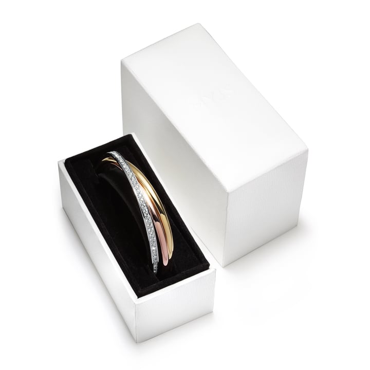 Trinity Interlocking Bracelet Bangle with Swarovski Crystals Tri Gold Plated