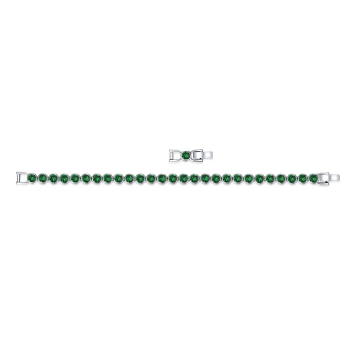 Tennis Bracelet with Emerald Swarovski Crystal Rhodium Plated