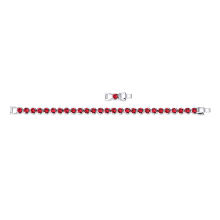 Tennis Bracelet with Scarlet Swarovski Crystal Rhodium Plated