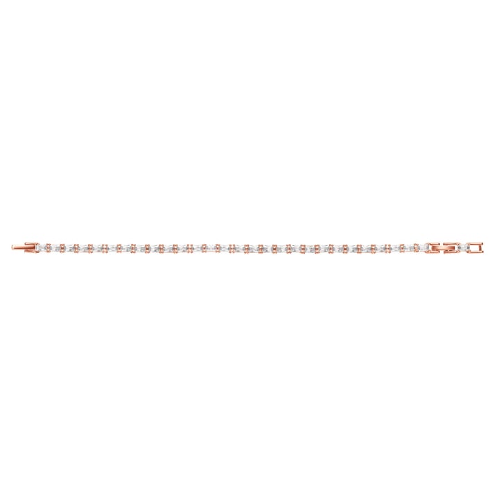 Jazz Tennis Bracelet with Baguette Cut Clear Cubic Zirconia Bridal Rose Gold Plated