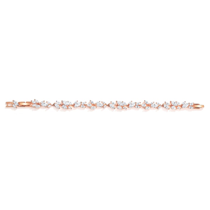 Louison Cluster Statement Bracelet with Clear Cubic Zirconia Rose Gold Plated