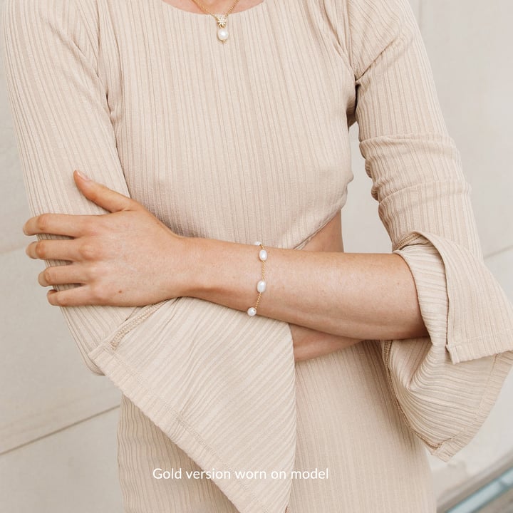 Interlude Freshwater Pearl Bracelet Rose Gold Plated