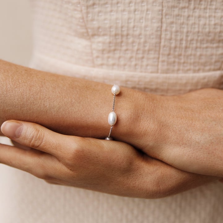 Interlude Freshwater Pearl Bracelet Rhodium Plated