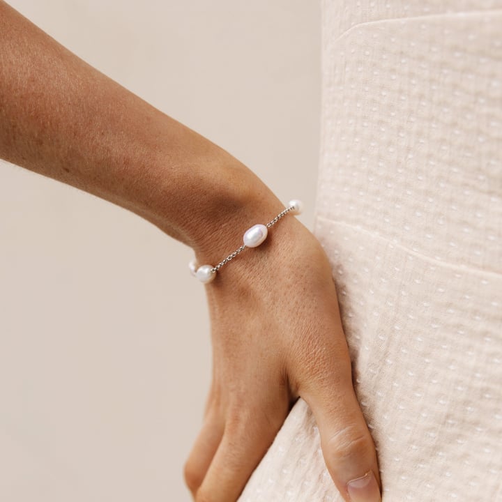 Interlude Freshwater Pearl Bracelet Rhodium Plated