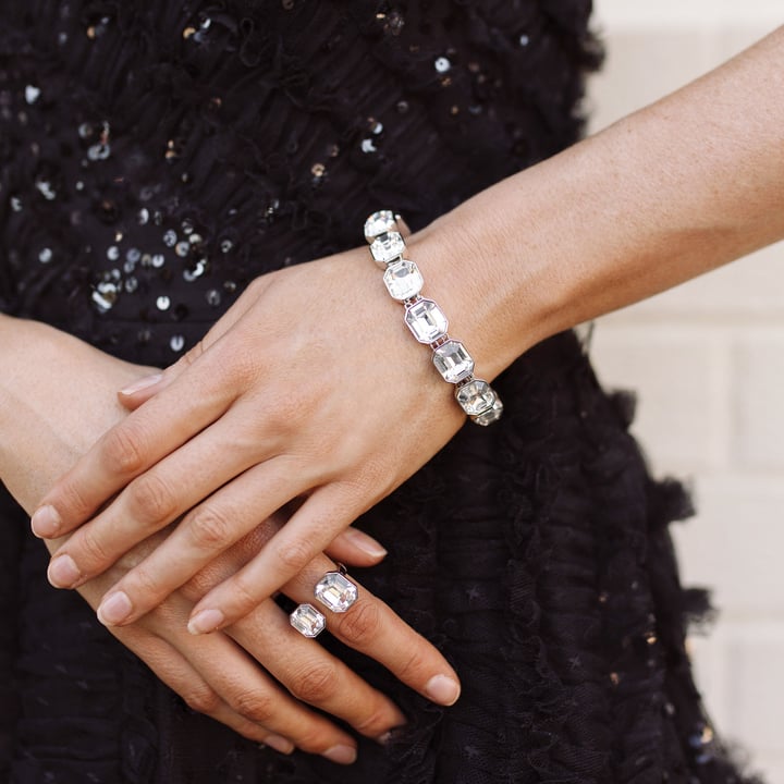 Octagon Sensational Tennis Bracelet Clear Crystals Rhodium Plated